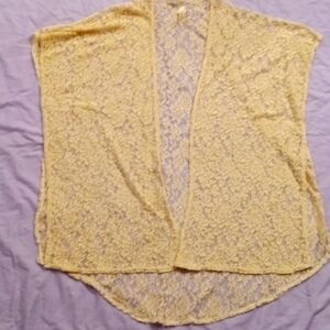 Delicate Ivory Floral Lace Kimono Open Front womens Large